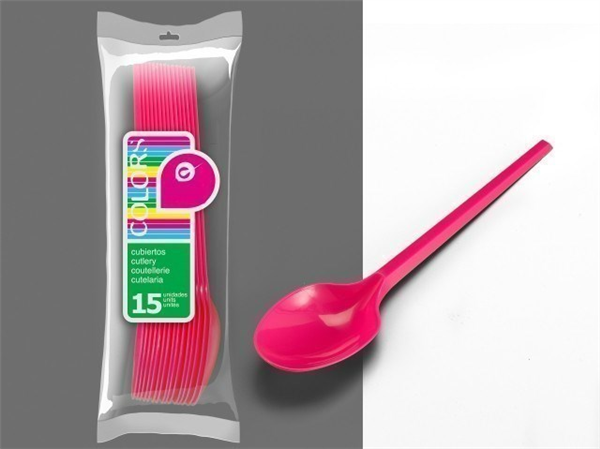 Cucharas rosas desechables. Set 15 uds.