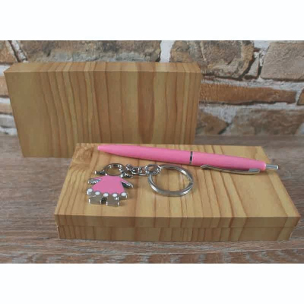 Estuche con boli y llavero de comunión rosa (1)