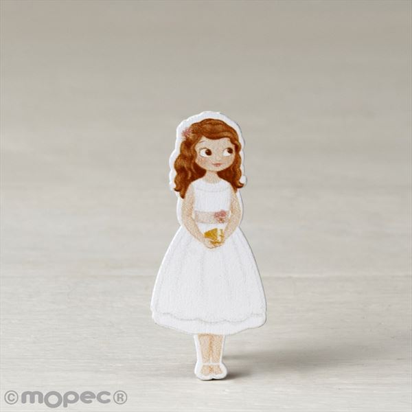 Figura adhesiva niña Comunión vestido corto