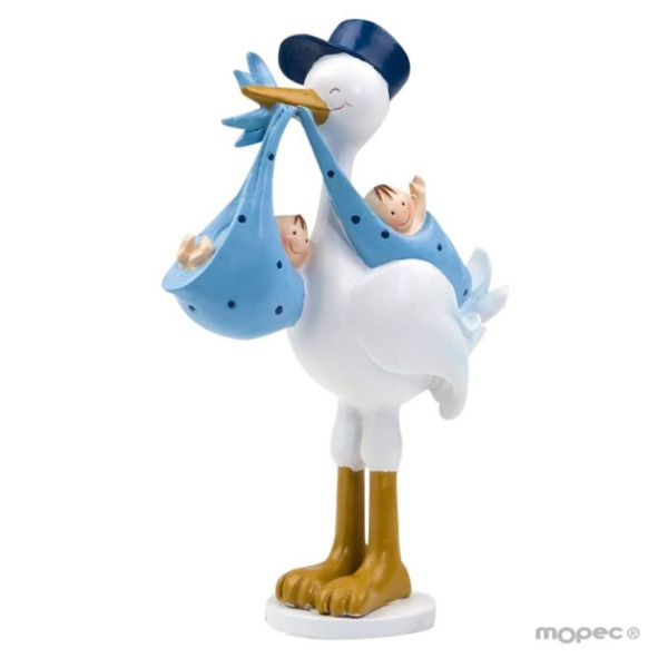 Figura para tarta de cigüeña con gemelos