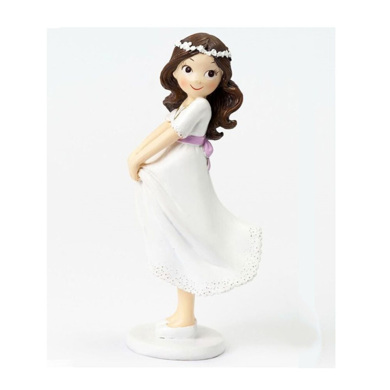 Figura pastel Comunión niña sujetando la falda (1)