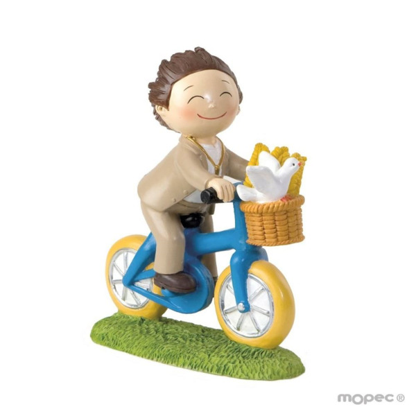 Figura pastel niño comunión en bici