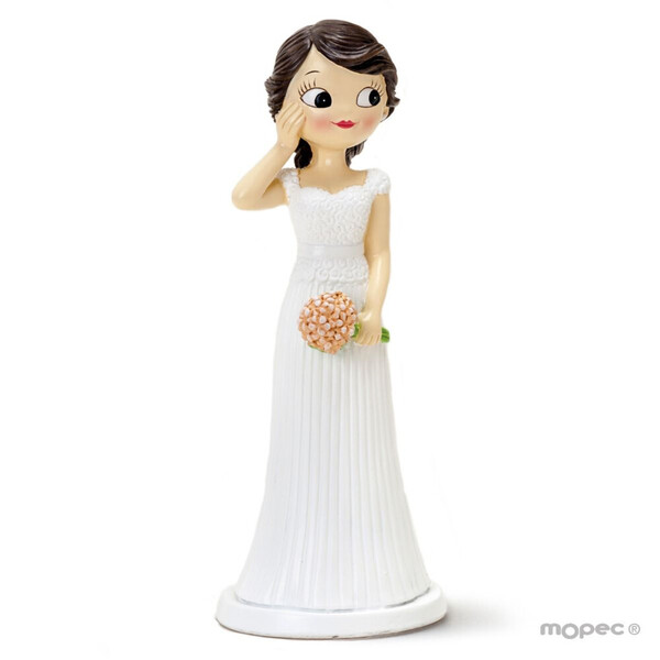 Figura pastel novia mano en la mejilla