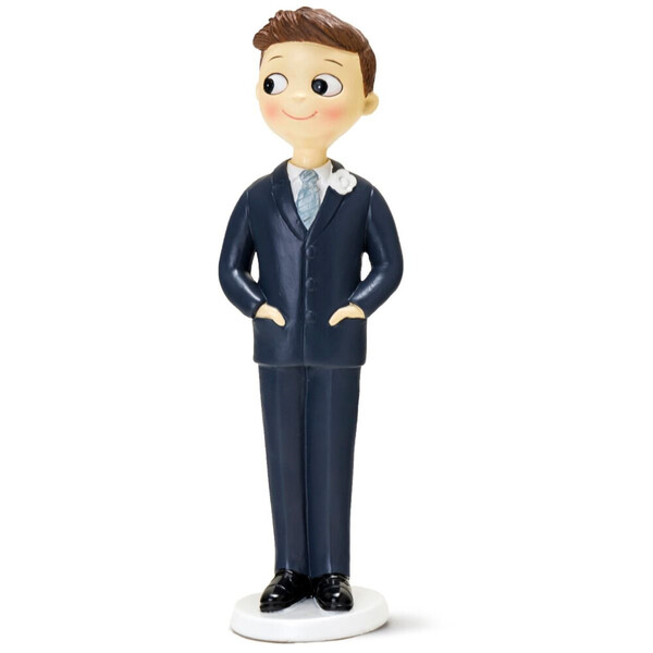 Figura pastel novio manos en bolsillos