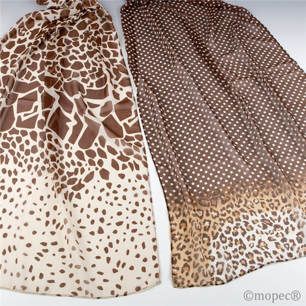 Foulard estampado animal marrón/beige