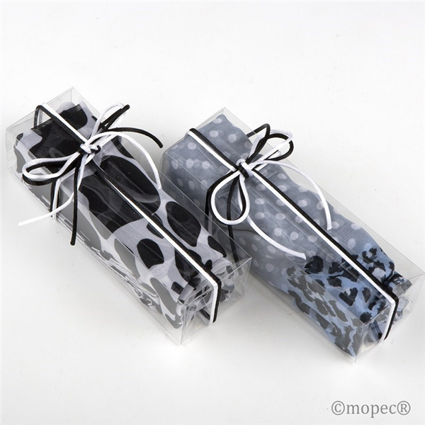 Foulard estampado gris/negro con caja