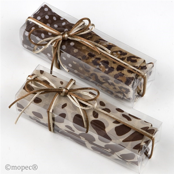 Foulard estampado marrón/beige con caja