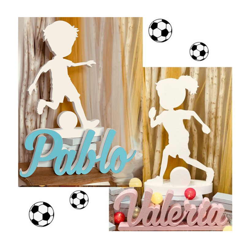 Futbolista en corcho con nombre