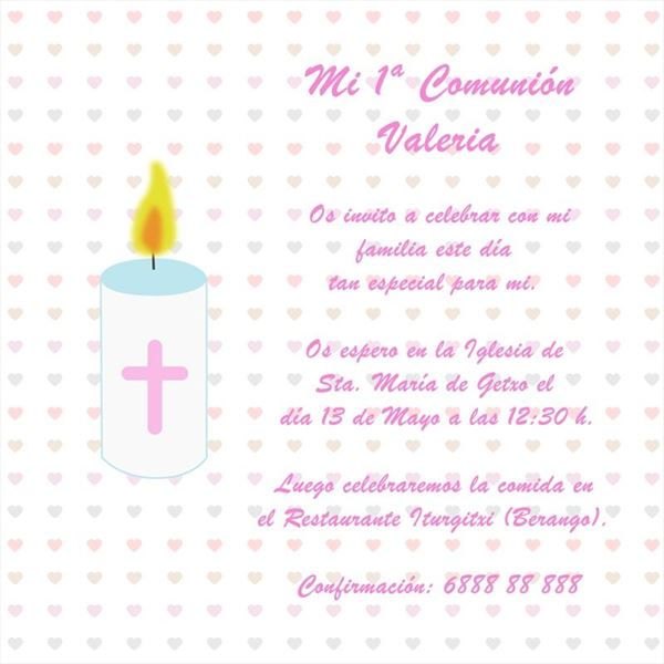 Invitación con objetos de comunión