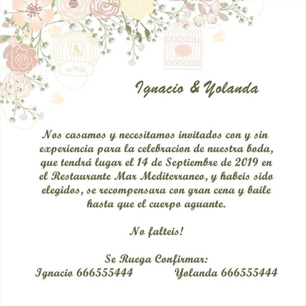 Invitación de boda floral