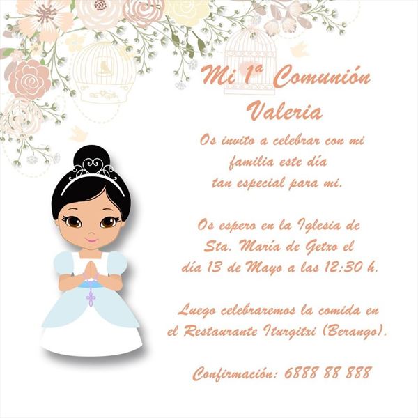 Invitación de niña con flores