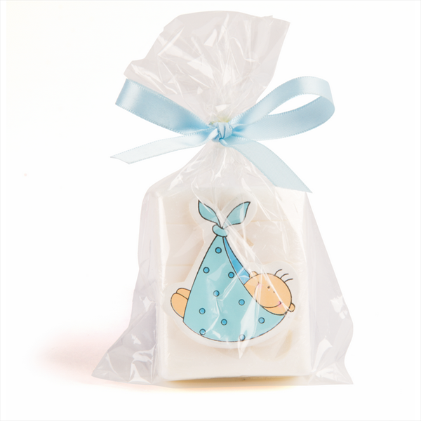 Jabón perfumado con bebé azul decorado