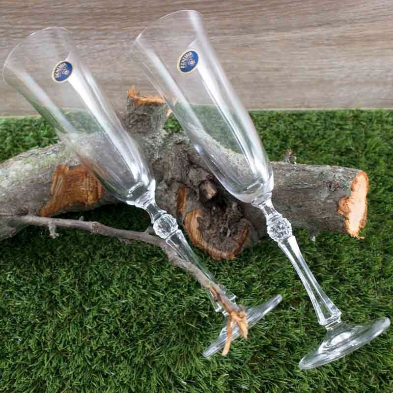 Copas champán grabadas para bodas en cristal de bohemia