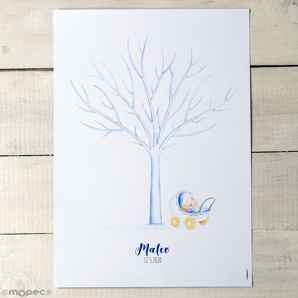 Lámina árbol huellas Pit cochecito niño