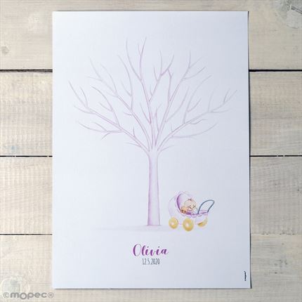 Lámina árbol huellas Pita cochecito niña