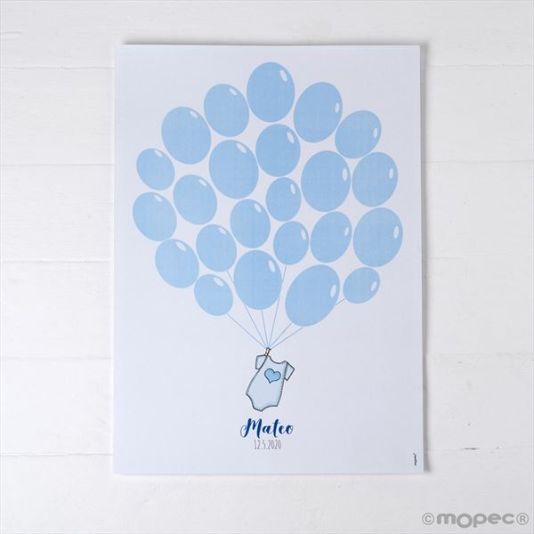 Lámina para enmarcar de body azul con globos