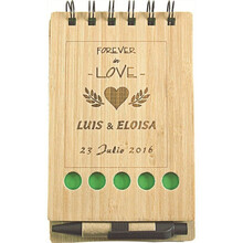 Libreta bambú personalizable de boda