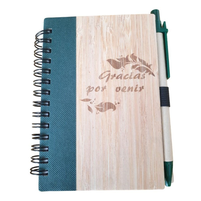 Libreta de bambú con cenefa verde