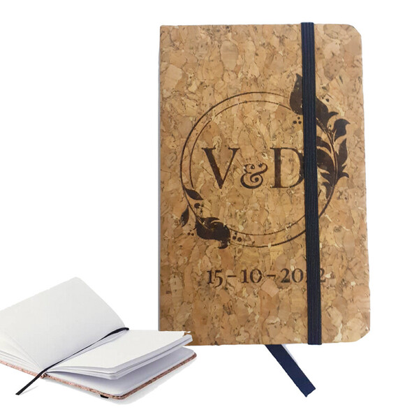 Libreta de corcho natural personalizable de boda