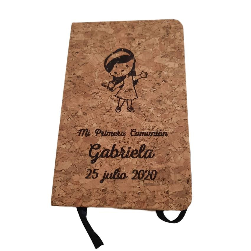 Libreta de corcho natural personalizable de bautizo (3)