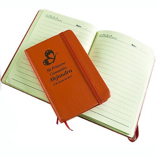 Libreta naranja con grabado láser opcional