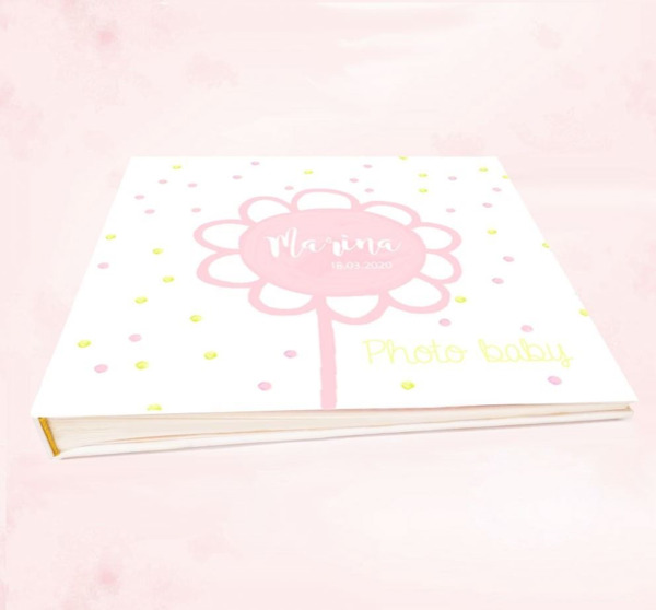 Libro de firmas bebé con flor, alta calidad (1)