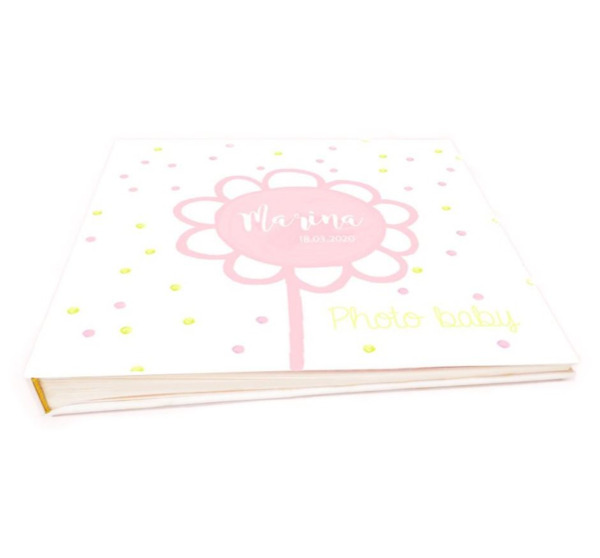 Libro de firmas bebé con flor, alta calidad