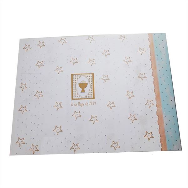 Libro de firmas con foto comunión de niño estrellas, alta calidad (3)