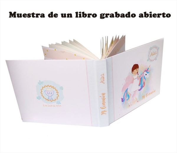 Libro de firmas con foto comunión de niña lunares, alta calidad (2)