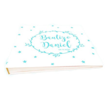 Libro de firmas de bautizo personalizado estrellas, alta calidad
