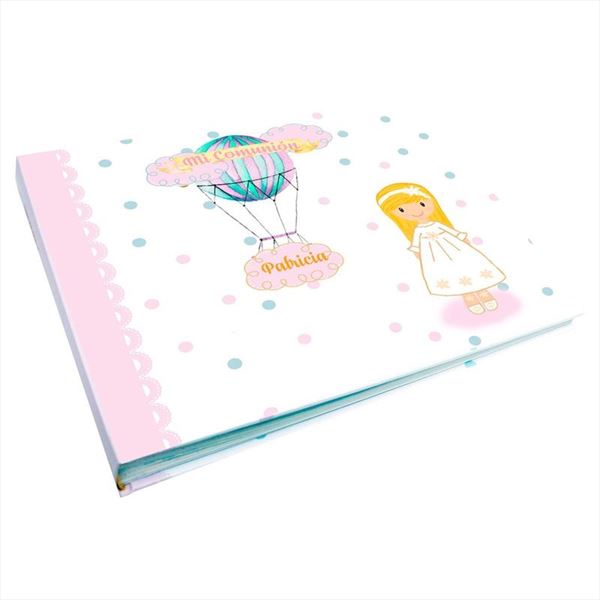 Libro de firmas de comunión personalizado globo, alta calidad (1)