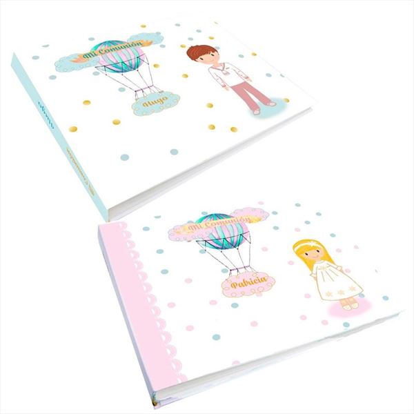 Libro de firmas de comunión personalizado globo, alta calidad