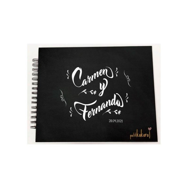 Libro de firmas negro con nombres, alta calidad