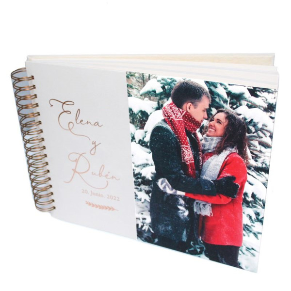 Libro de firmas para boda con foto y anillas, alta calidad (4)