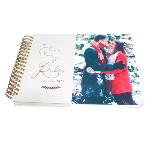 Libro de firmas para boda con foto y anillas, alta calidad (5)