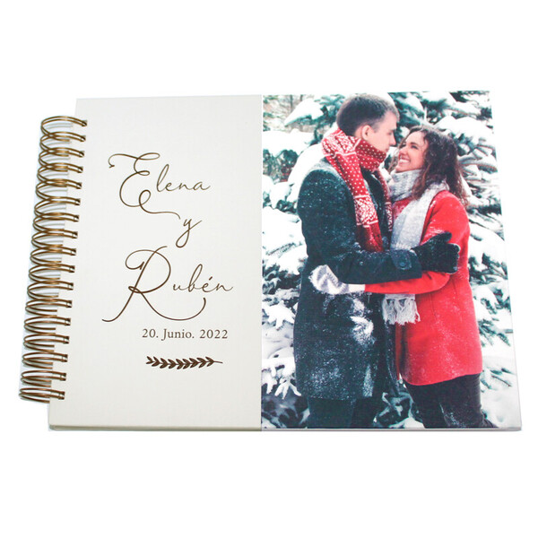 Libro de firmas para boda con foto y anillas, alta calidad