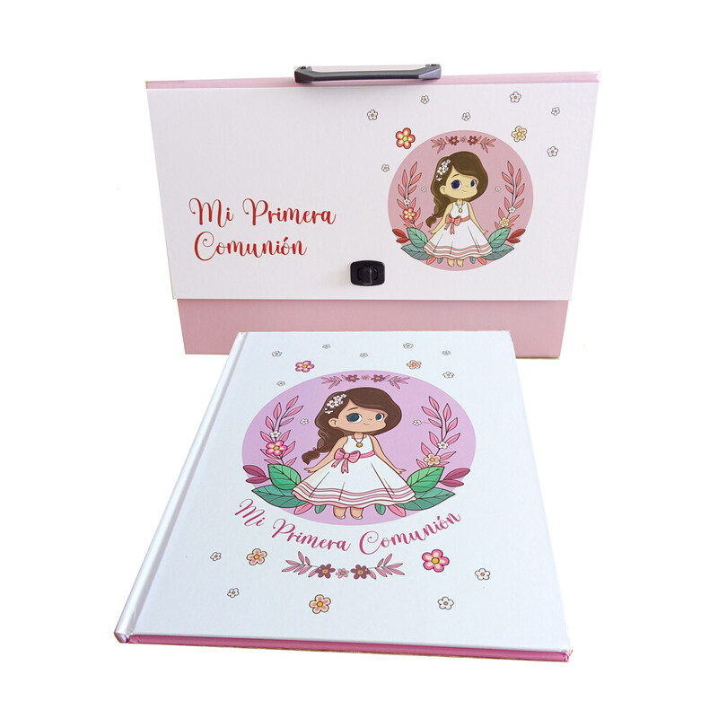 Libro de firmas para comunión con maletín de niña