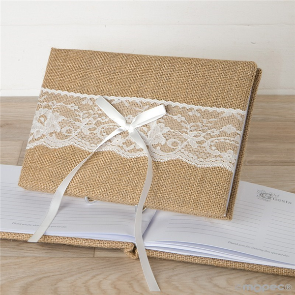 Libro de firmas yute y puntilla