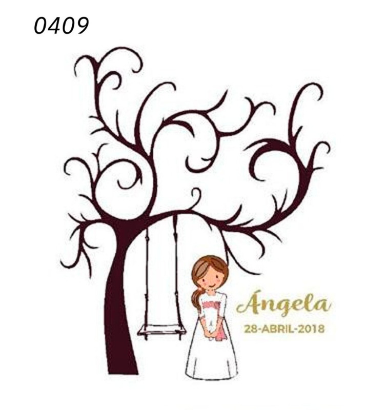 Lienzo árbol de huellas para comunión con bastidor de madera (6)