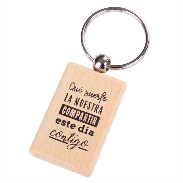 Llavero de madera "Suerte la Nuestra" personalizable
