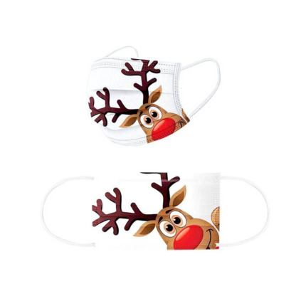Lote 10 mascarillas de Navidad desechables Reno