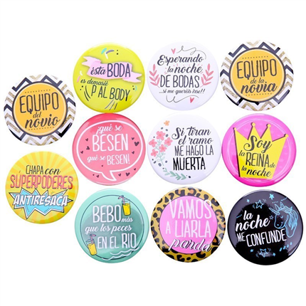 Lote de 11 chapas de boda