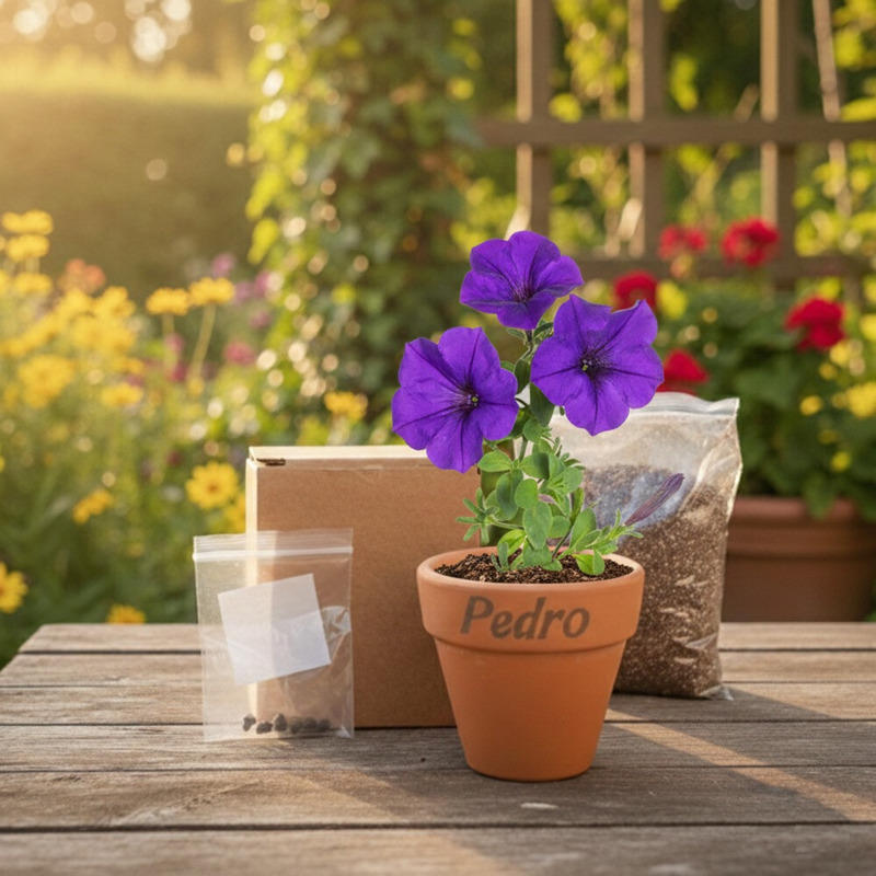 Maceta de terracota con semillas de petunia (1)