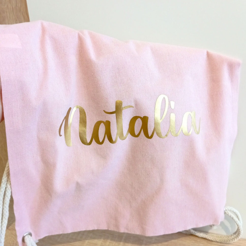 Mochila algodón de colores personalizada con nombre (2)