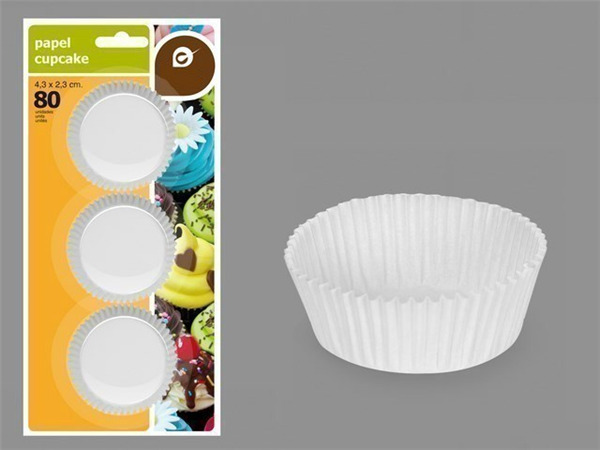 Moldes para cupcakes blancos. Set 80 uds.