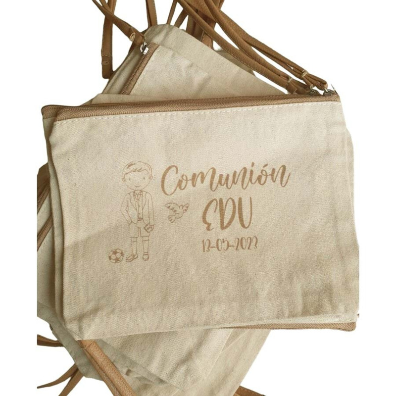 Neceser de algodón personalizable de bautizo para recuerdo y regalo (2)