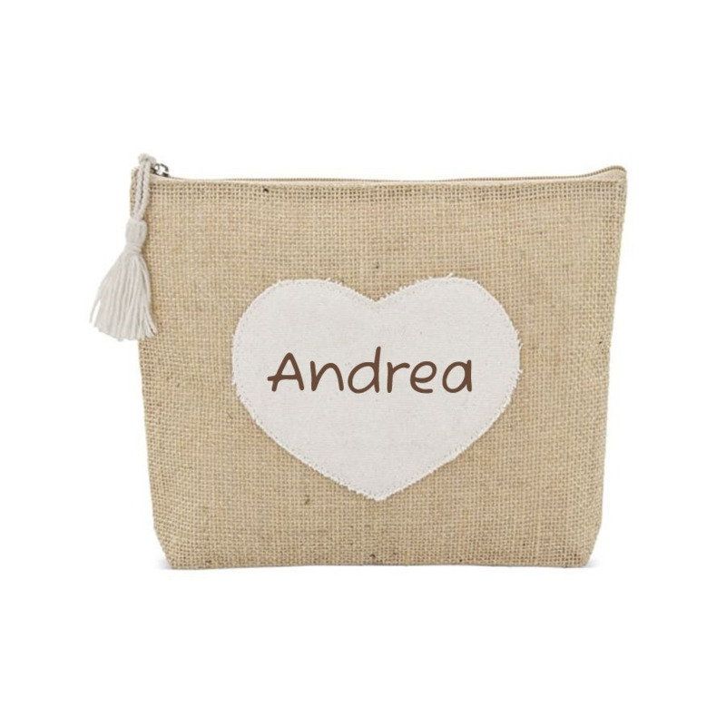 Neceser de yute corazón personalizable recuerdo para invitadas (4)