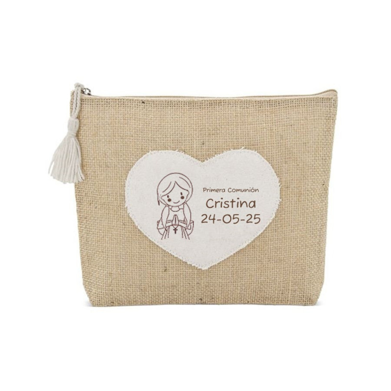 Neceser de yute corazón personalizable recuerdo para invitadas (5)