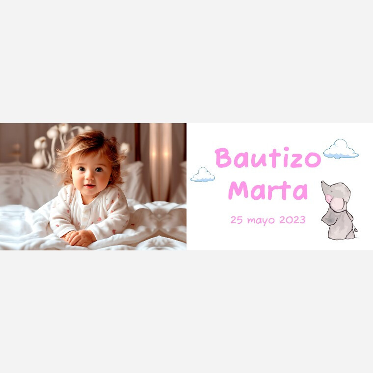 Taza para bautizo elefante de niña con foto (1)