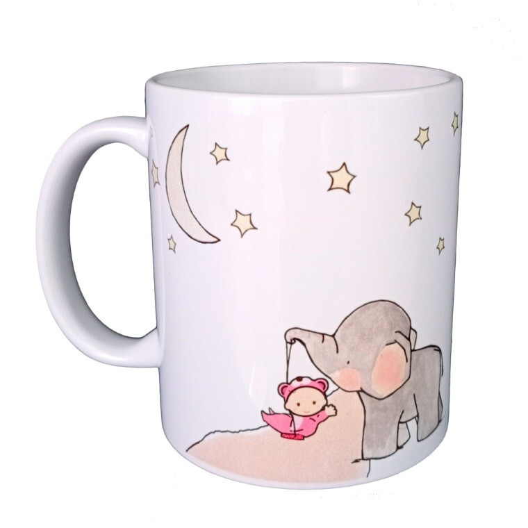Taza para bautizo elefante noche de niña (4)